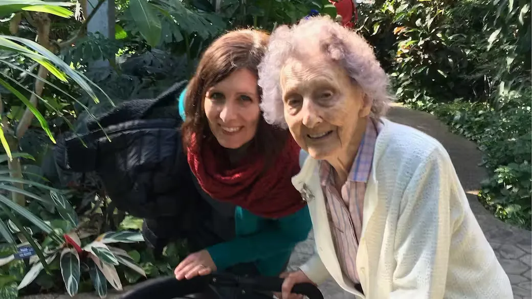 Marcia with her grandmother in the garden